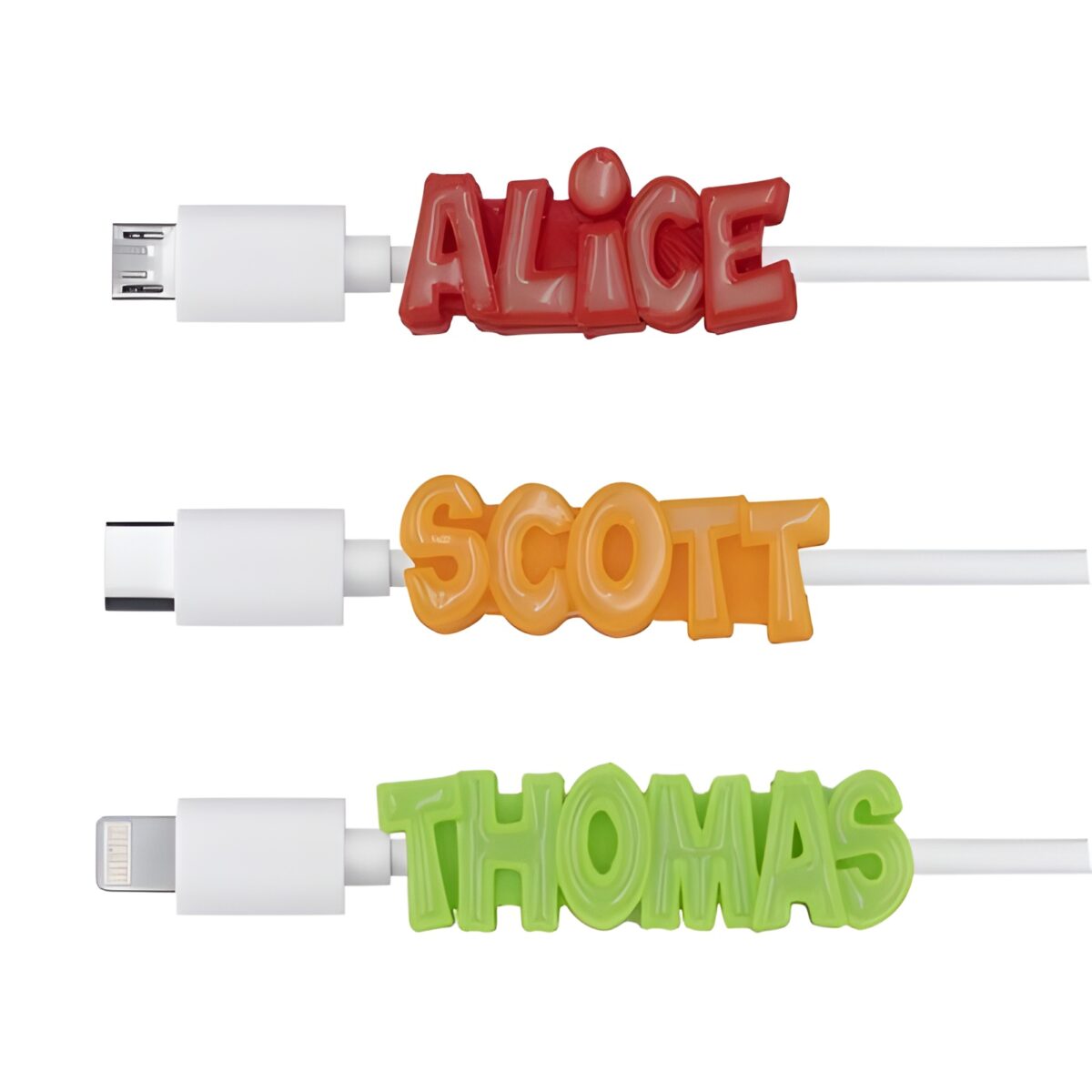 Glowing custom name USB cable for personal connections