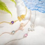 Embrace Your Story – Custom Birth Flower & Stone Anklet – A Cherished Token for Her Special Day - Image 2