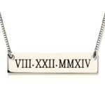 Roman Numeral Bar Necklace for cherished memories