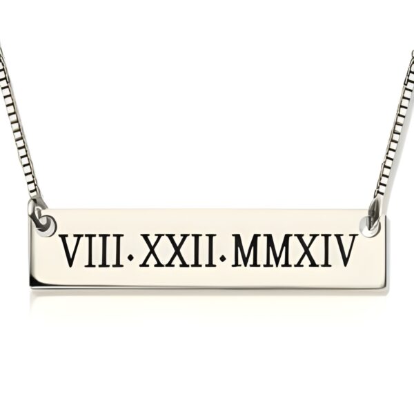 Roman Numeral Bar Necklace for cherished memories