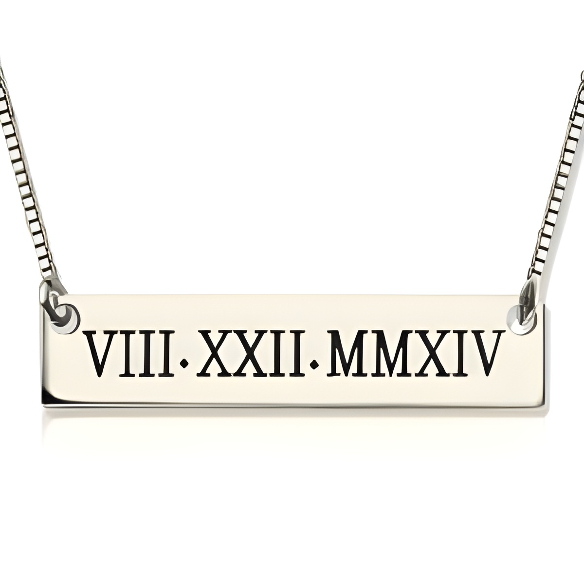Roman Numeral Bar Necklace for cherished memories