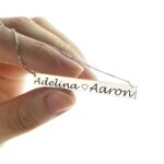 Carry Your Love Close – Engraved Sterling Silver Couple Bar Necklace – A Timeless Embrace for Two Hearts - Image 3
