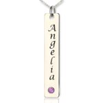 Personalized name necklace with birthstone for her