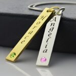 Embrace Your Story – Dual Name Bar Necklace with Birthstones – A Cherished Keepsake for Couples - Image 3