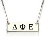 Engraved Greek letter bar necklace for sisterhood