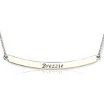 Curved sterling silver name bar necklace for personalized gifts
