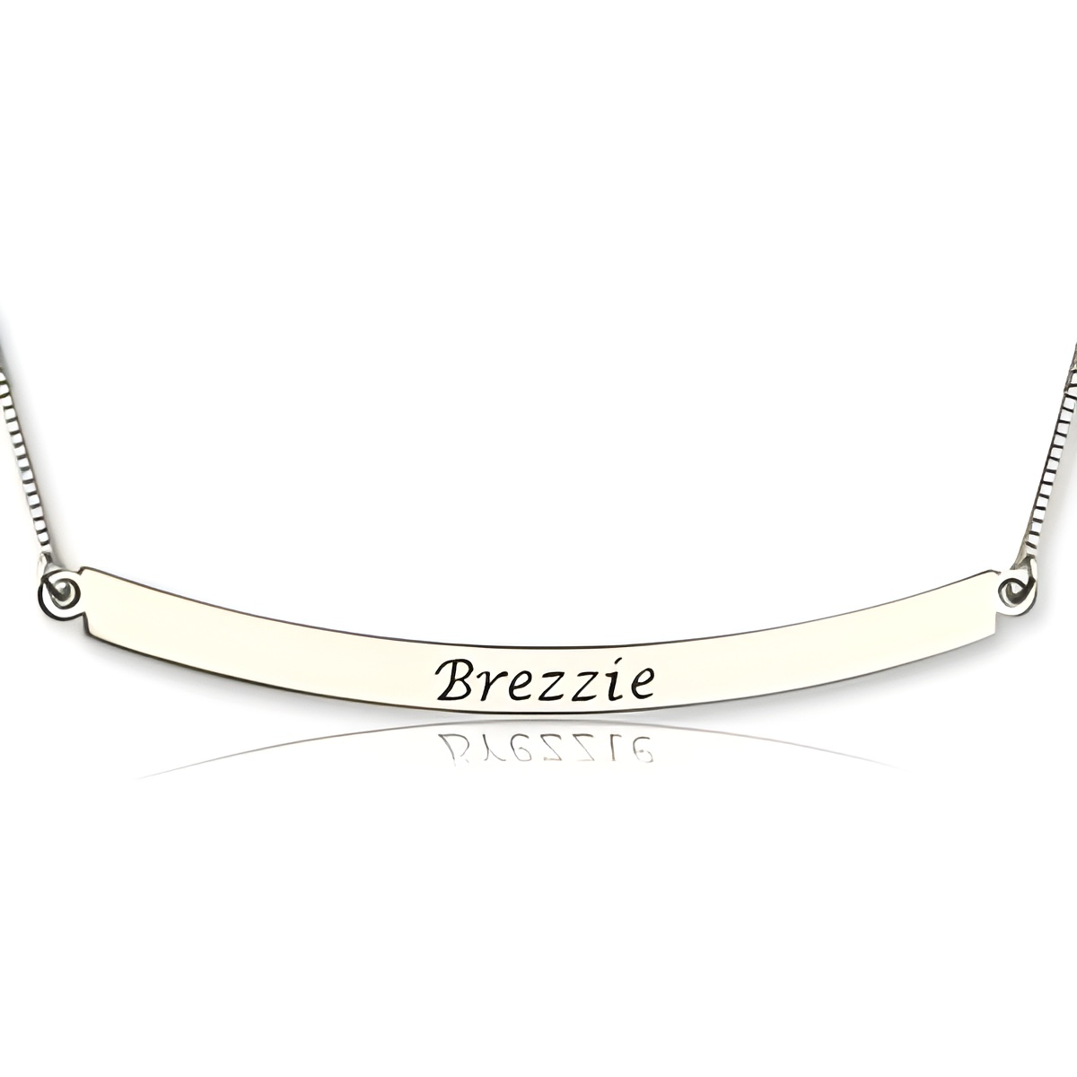Curved sterling silver name bar necklace for personalized gifts