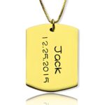Engraved gold-plated dog tag necklace carrying your story