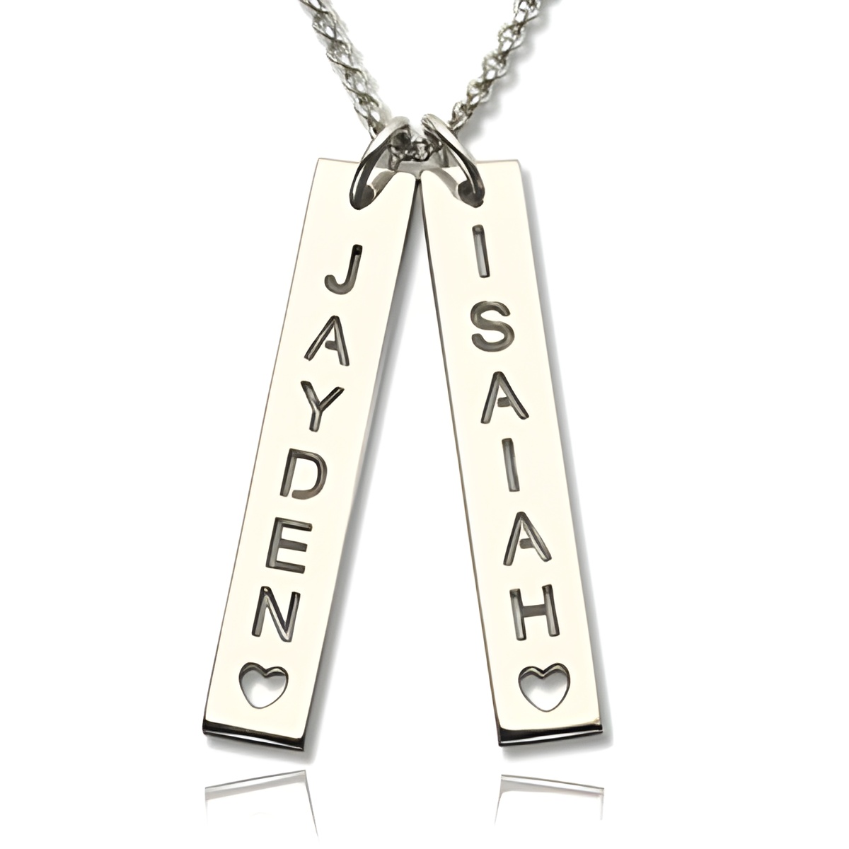 Personalized couple necklace with name cut-out