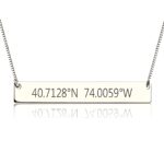Engraved coordinates bar necklace for special memories