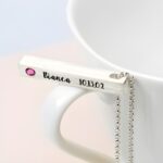 Embrace Every Name and Birthstone – Four-Sided Sterling Silver Bar Necklace – A Heartfelt Treasure for Loved Ones - Image 3