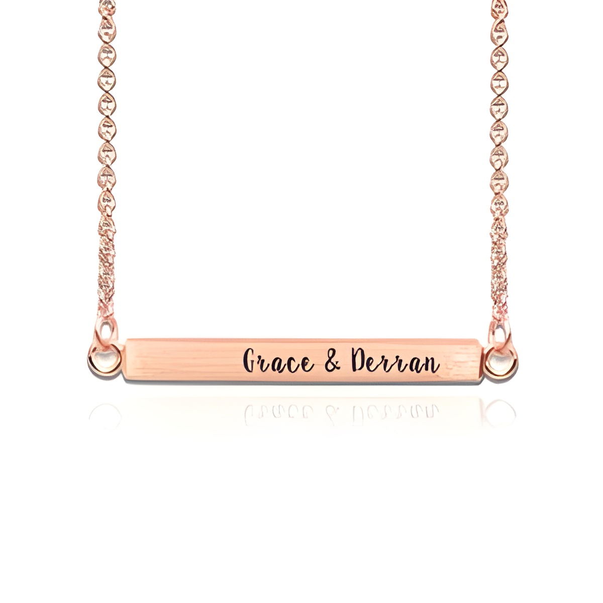 Personalized engraved rose gold necklace for cherished memories