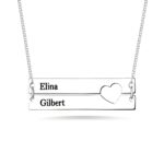 Personalized double bar necklace with heart cutout