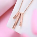 Embrace Your Story – Engraved Triple Vertical Bar Necklace – A Timeless Treasure for Her - Image 3