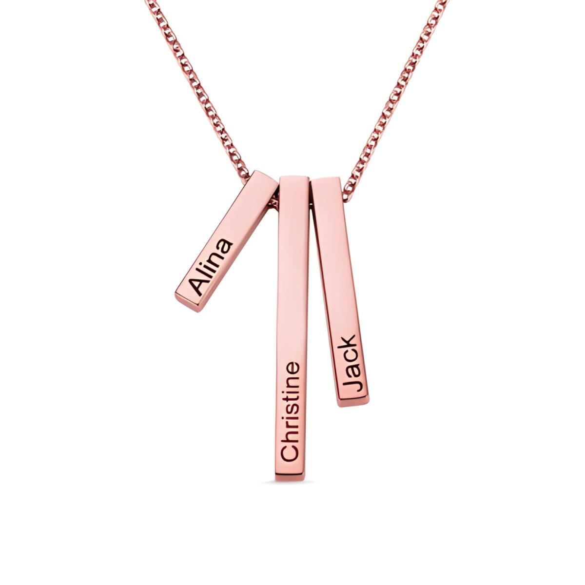 Engraved Triple Vertical Bar Necklace for heartfelt moments