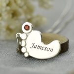 Carry Their First Steps Close – Baby Feet Name Necklace with Birthstone – For Cherished Moms - Image 5