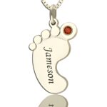 Baby feet name necklace with birthstone for cherished moms