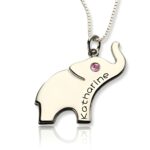 Engraved elephant name necklace for good fortune
