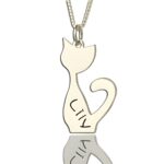 Silver Cat Name Charm Necklace for kids