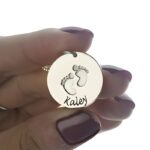 Carry First Steps Close – Baby Footprints Name Necklace in Sterling Silver – A Cherished Keepsake for Mom - Image 3