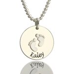 Baby footprints name necklace for cherished memories