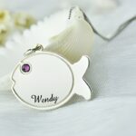 Embrace the Ocean’s Charm – Engraved Fish Birthstone Necklace – A Timeless Treasure for Kids and Loved Ones - Image 2