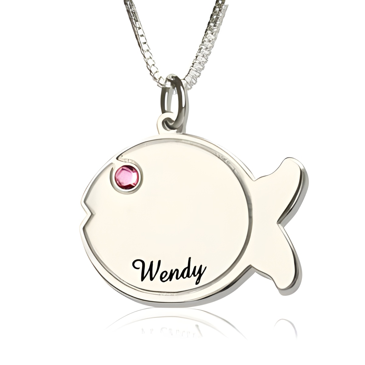 Engraved fish birthstone necklace for personalized gifts
