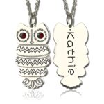 birthstone owl name necklace for girls