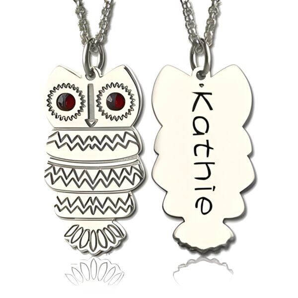 birthstone owl name necklace for girls