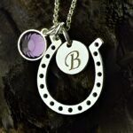 Carry Luck Close to Heart – Sterling Silver Horseshoe Necklace with Initial & Birthstone – For Cherished Moments and Meaningful Gifts - Image 3