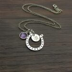 Carry Luck Close to Heart – Sterling Silver Horseshoe Necklace with Initial & Birthstone – For Cherished Moments and Meaningful Gifts - Image 4