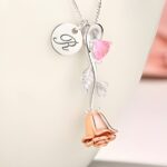 Embrace Everlasting Love – Rose Birthstone Necklace with Initial Tag – A Cherished Token for Your Beloved - Image 2