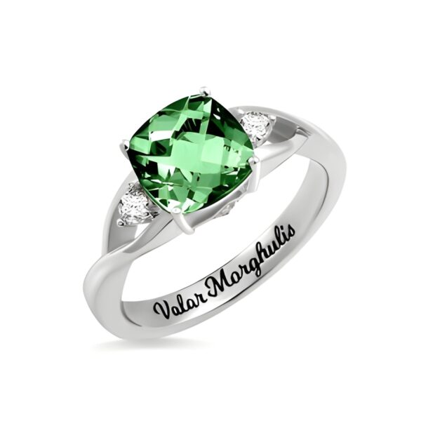 Custom cushion birthstone ring for timeless elegance