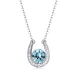 Custom horseshoe birthstone necklace for good fortune