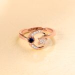 Embrace Celestial Dreams – Engraved Moon & Star Birthstone Ring – A Timeless Treasure for Every Birthday - Image 2