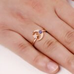 Embrace Celestial Dreams – Engraved Moon & Star Birthstone Ring – A Timeless Treasure for Every Birthday - Image 3