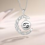 Embrace Her Light – Sterling Silver Moon & Zodiac Necklace – A Timeless Token for Your Beloved - Image 4