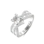 Engraved princess cut gemstone ring for her