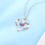 Intertwined Hearts of Love – Engraved Birthstone Necklace – A Timeless Embrace for Two Souls - Image 2