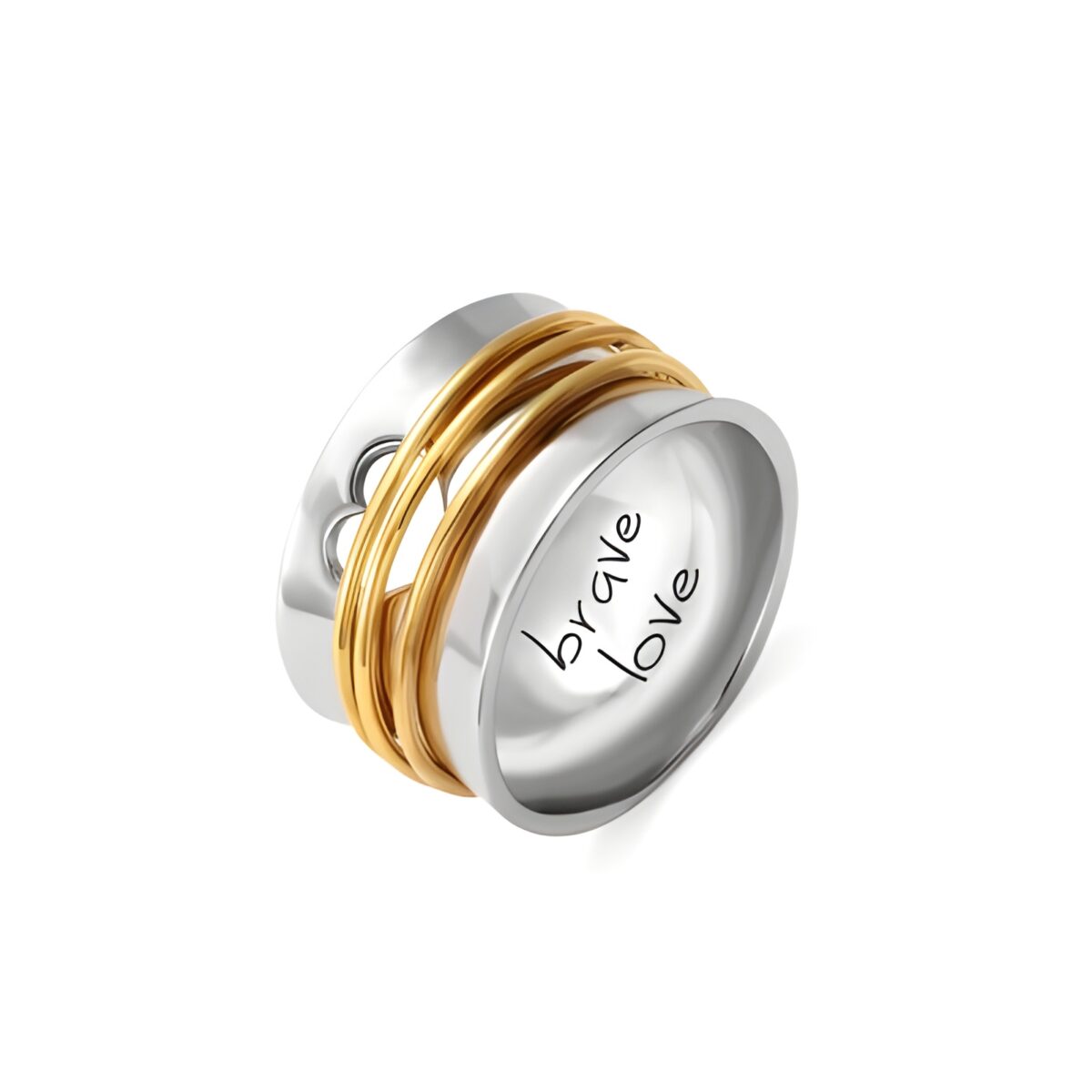 Engraved heart spinner ring, a tender token of love