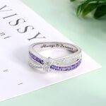Carry Blessings Close – Engraved Sterling Silver Birthstone Cross-Finger Ring – For Her Special Moments - Image 3