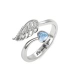 Angel wing birthstone ring symbolizing eternal love