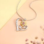 Carry Sunshine Within – Heart Necklace with Sunflower Charm – A Tender Gift for Your Loved One - Image 3