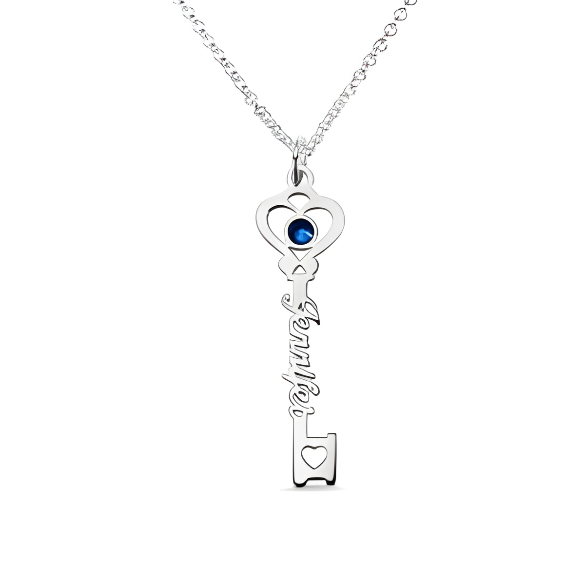 Personalized birthstone name necklace for her heart