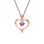 Embrace Two Hearts as One – Birthstone Heart Necklace – For the Beloved Soulmate - Image 2