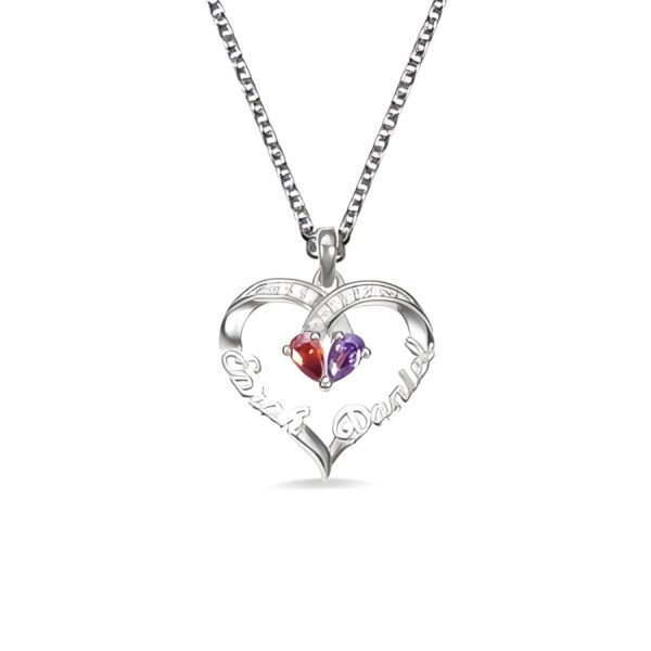Birthstone heart necklace for soulmate gift