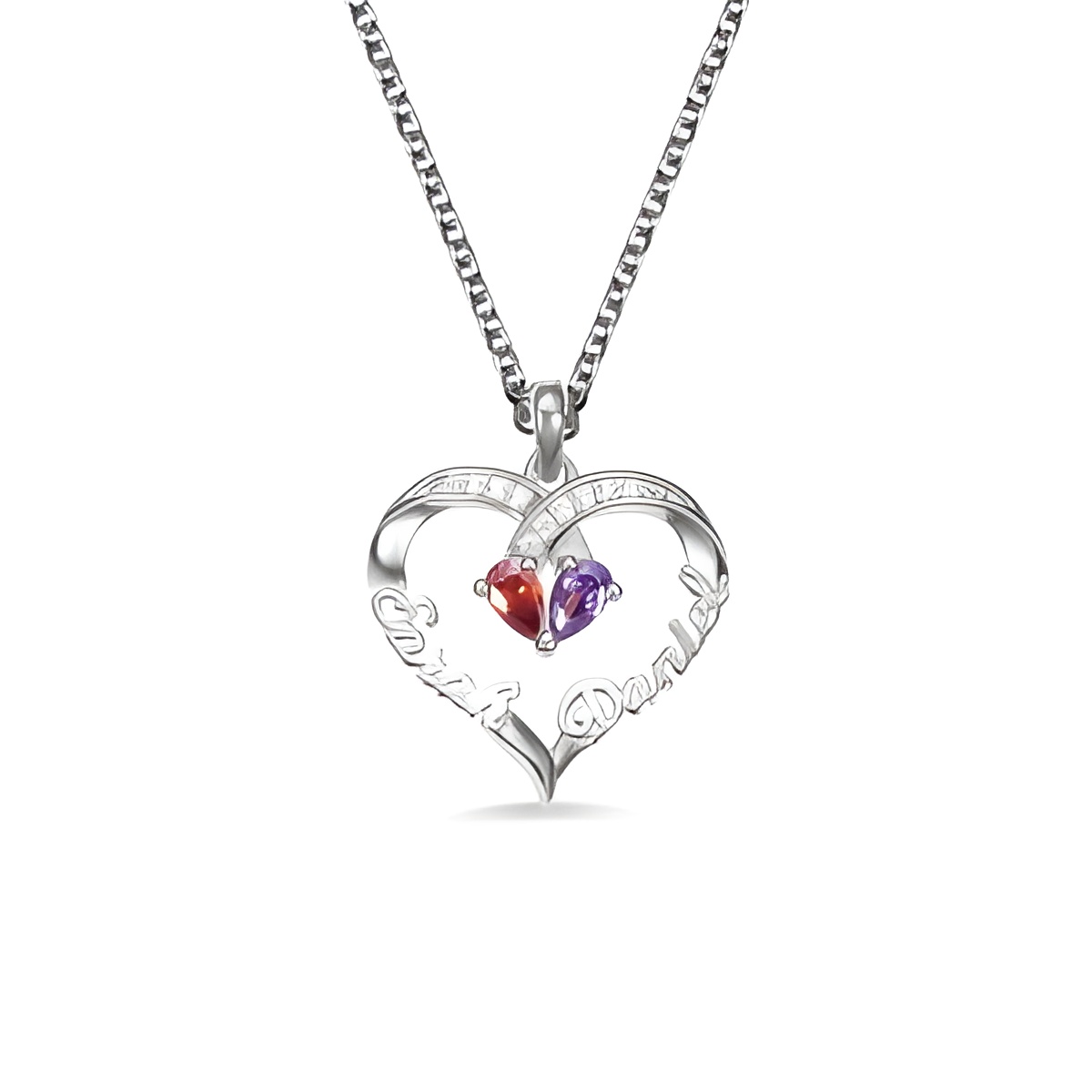 Birthstone heart necklace for soulmate gift