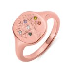 Embrace Your Roots – Family Tree Birthstone Signet Ring – A Timeless Tribute to Loved Ones - Image 3
