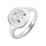 Family Tree Birthstone Signet Ring for celebrating roots