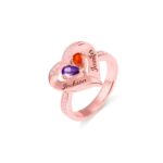 Carry Our Love Forever – Engraved Birthstone Heart Ring – A Cherished Token for Her - Image 3